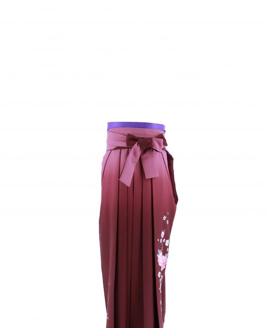 卒業式袴単品レンタル[ブランド]ピンク×赤紫ぼかしにバラ桜刺繍[身長148-152cm]No.590